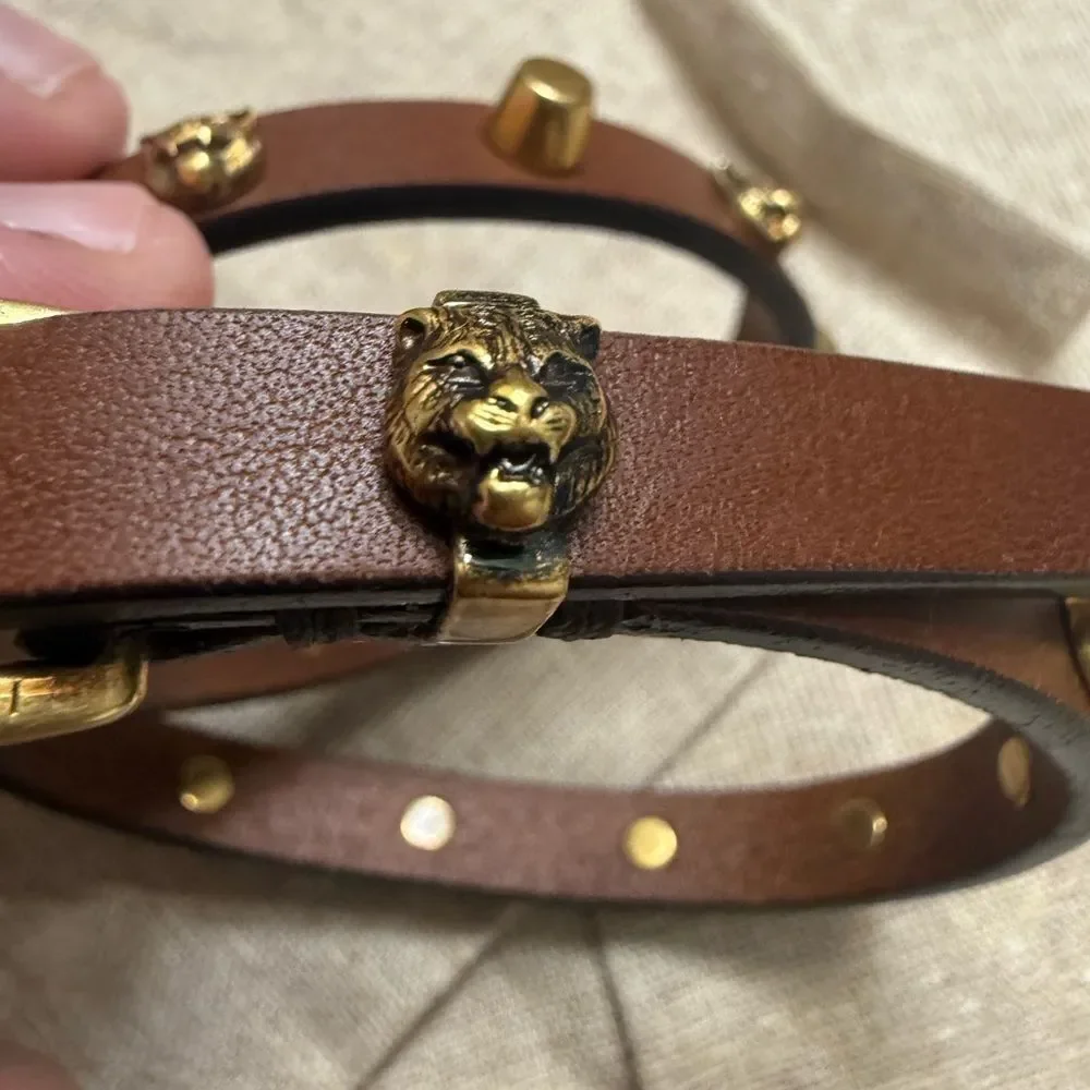 Brand new with box Gucci Feline Head Studded Double Wrap Bracelet - Picture 12 of 15